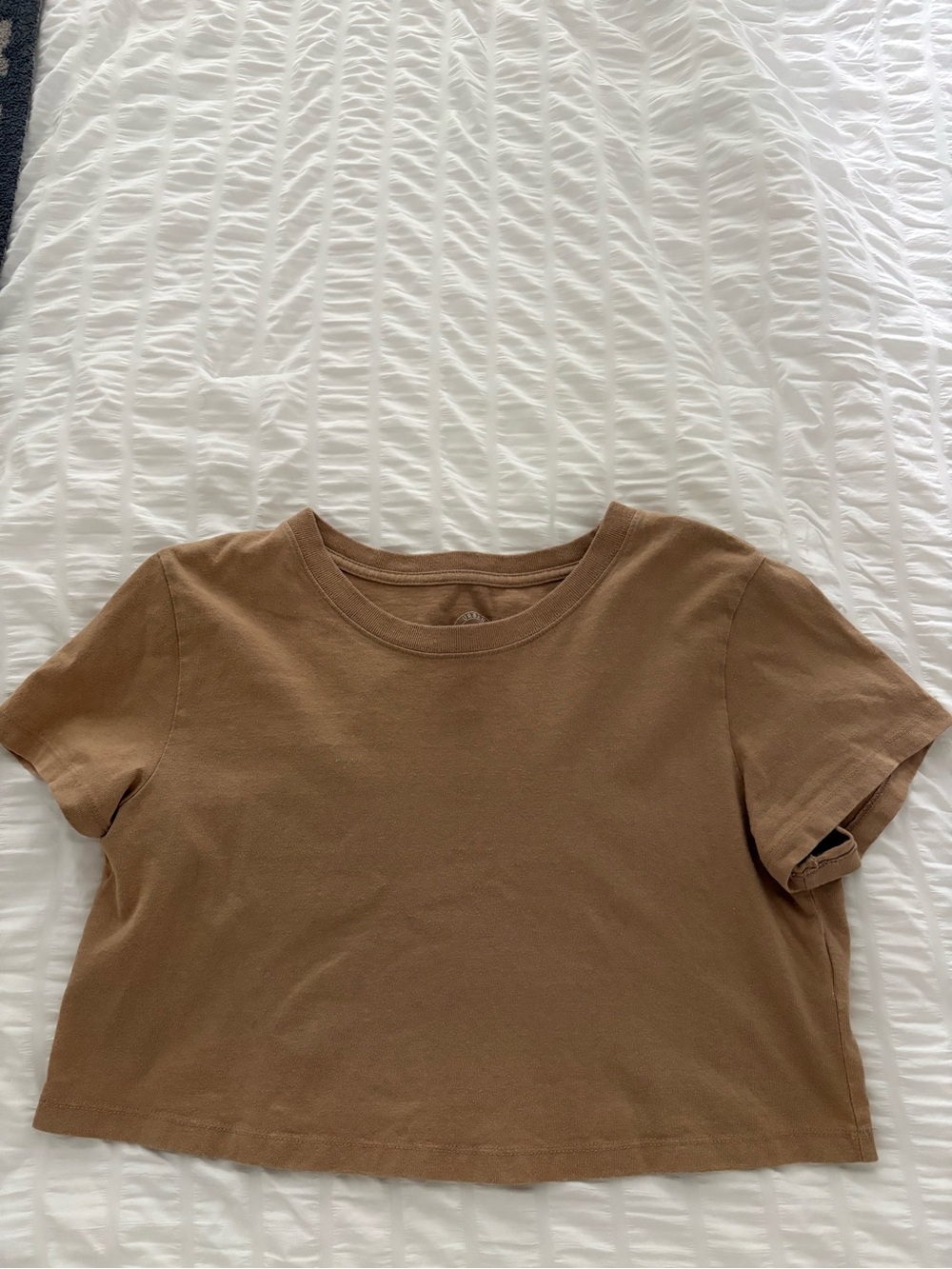 UO - Classic Cropped Crewneck Tee - Brown